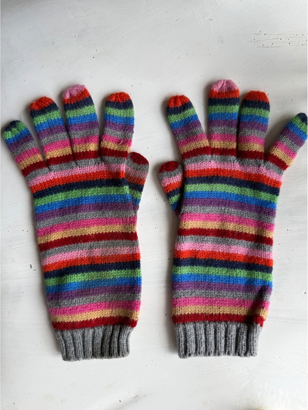 Colorful Striped Knit Wool Gloves